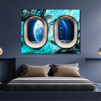 Vliegtuig Raam Blauw